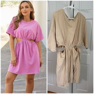 NWT HEYSON Summer Field Full Size Cutout T-Shirt Dress in Neutral Tan Size 2x